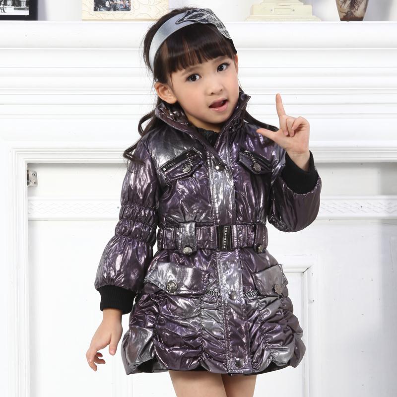 2012 children's clothing autumn and winter female child outerwear medium-large child overcoat thickening wadded jacket