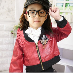2012 children's clothing autumn child female child handsome casual leather clothing outerwear motorcycle leather clothing jacket