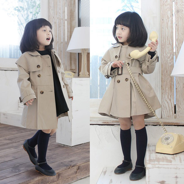 2012 children's clothing autumn girls clothing child double breasted trench outerwear female child outerwear long design trench