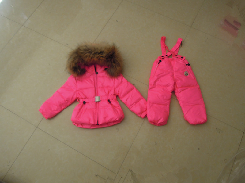 2012 children's clothing baby down coat child down coat female child buddhistan red matt set large fur collar