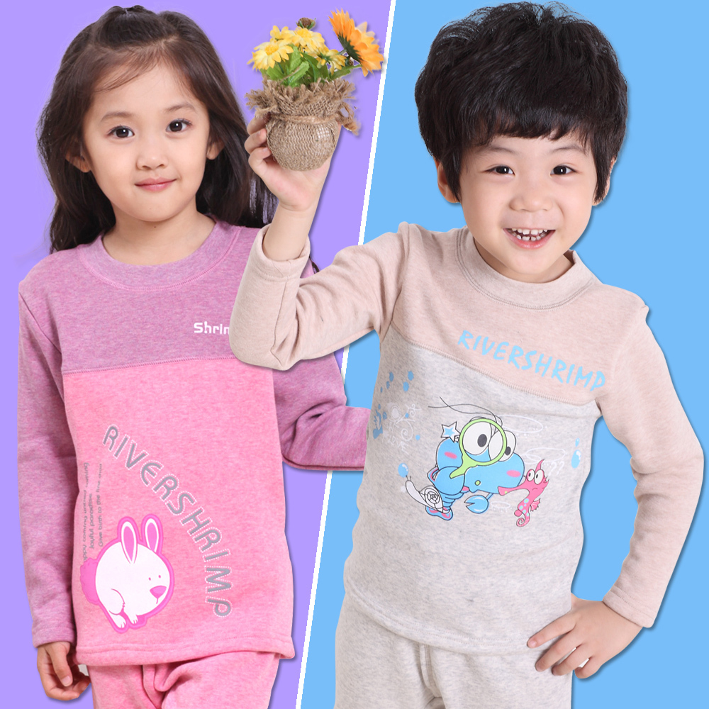 2012 children's clothing child thermal underwear set thickening plus velvet child male child female child baby