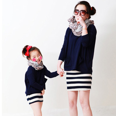 2012 children's clothing clothes for mother and daughter family fashion 100% cotton shell button pullover top