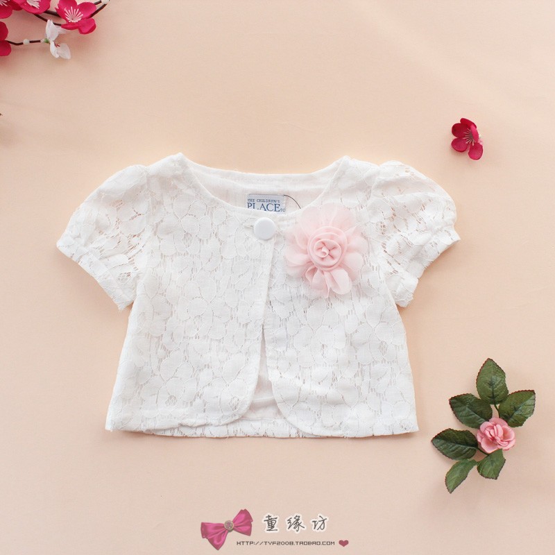 2012 children's clothing cutout flower female child short-sleeve cape child summer cardigan outerwear