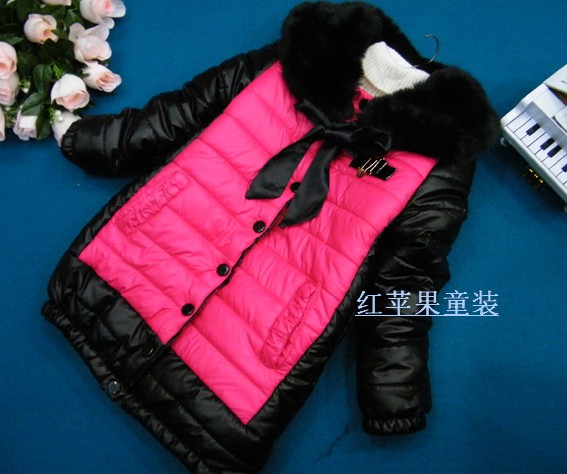2012 children's clothing female child big boy winter plus velvet thickening wadded jacket cotton trench cotton-padded jacket
