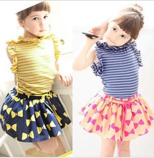 2012 children's clothing girls clothing summer stripe sleeveless female child 100% cotton t-shirt vest