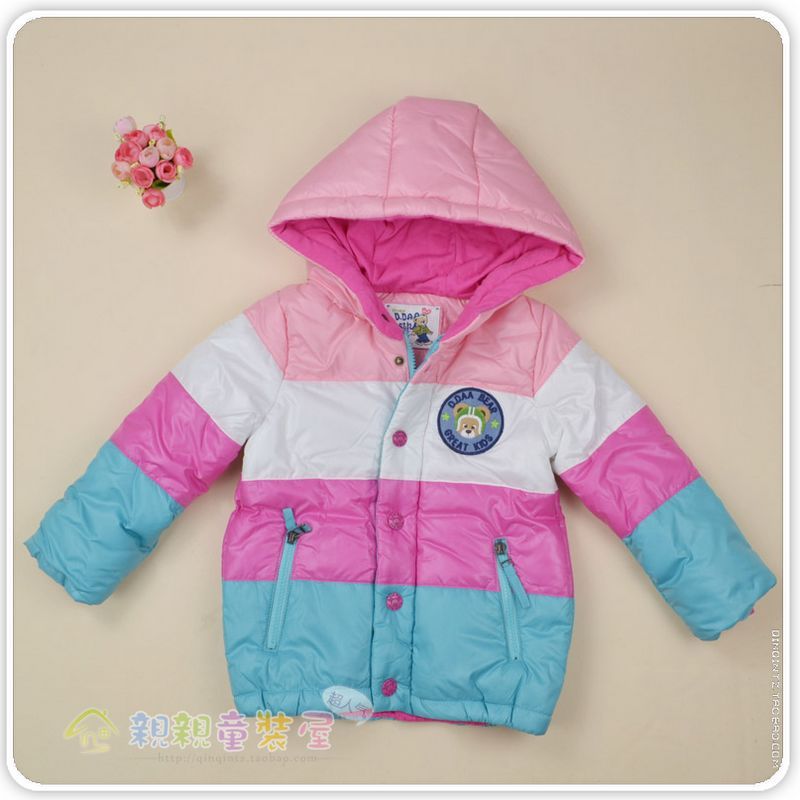 2012 children's clothing winter child cotton-padded jacket outerwear female child cotton-padded jacket hooded top baby zipper-up