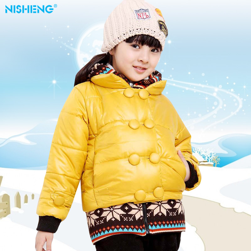 2012 children's clothing winter female child wadded jacket outerwear child faux two piece cotton-padded jacket