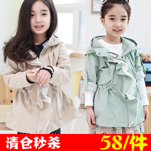 2012 children's spring and autumn clothing female child trench outerwear children casual outerwear