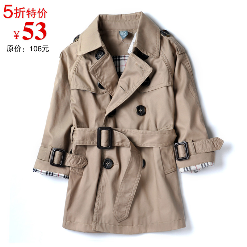 2012 children's spring clothing child khaki male female child trench outerwear double breasted overcoat