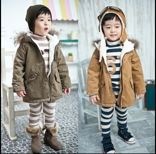 2012 children's winter clothing male female child wadded jacket child outerwear trench long design overcoat 3 wadded jacket