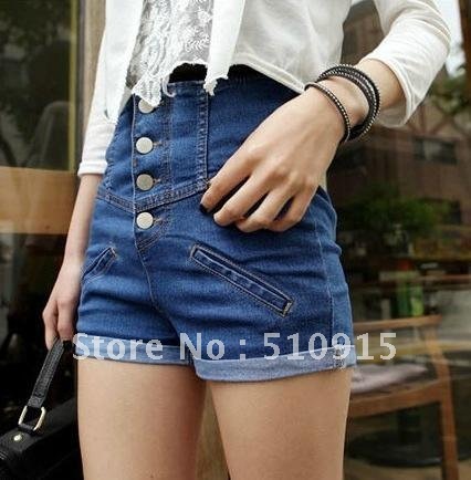 2012 chun xia hold new tall waist bull-puncher knickers single-breasted one edge of tall waist shorts hot pants female