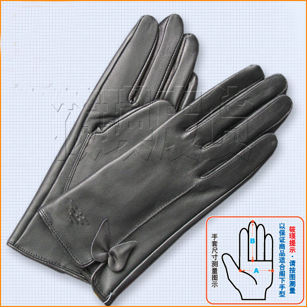 2012 classic autumn and winter genuine leather gloves bow women's sheepskin gloves 2007