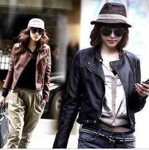 2012 classic brief slim short design PU clothing outerwear jacket motorcycle sexy leather clothing
