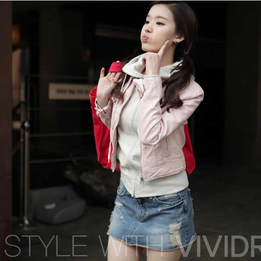 2012 classic pink leather clothing princess slim short design leather clothing short design PU female