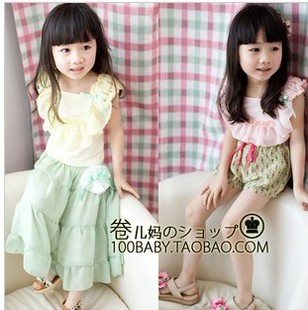 2012 clothing child girls summer vest female child fashion candy ruffle vest