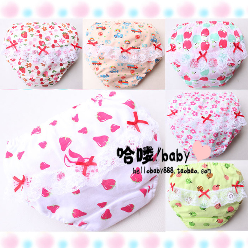 2012 clothing female child laciness panties briefs baby princess lace 100% cotton bread pants