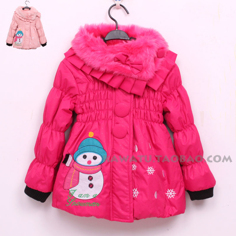 2012 clothing female child wadded jacket baby cotton-padded jacket cartoon snowily lace thickening cotton-padded large clothes