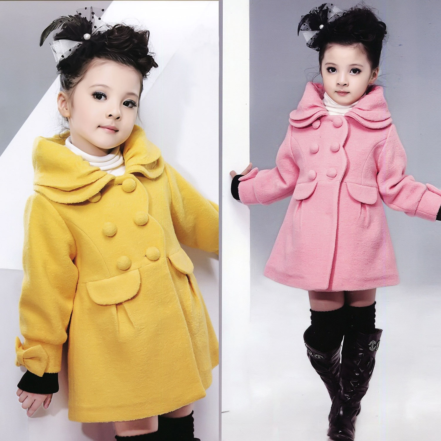 2012 clothing winter female child outerwear children child woolen cotton overcoat trench