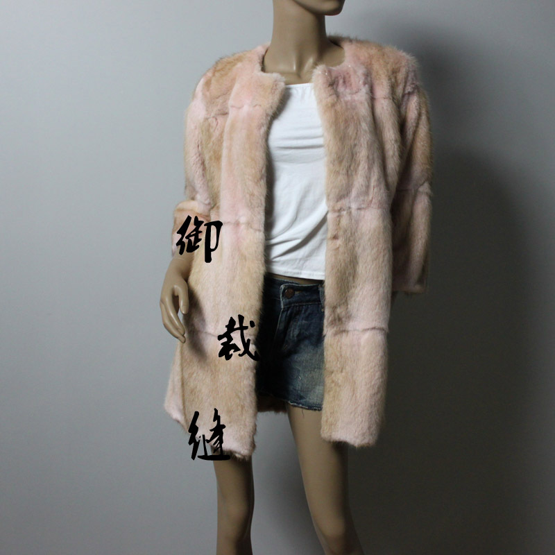 2012 collarless eight mink fur overcoat belt removable hat b99