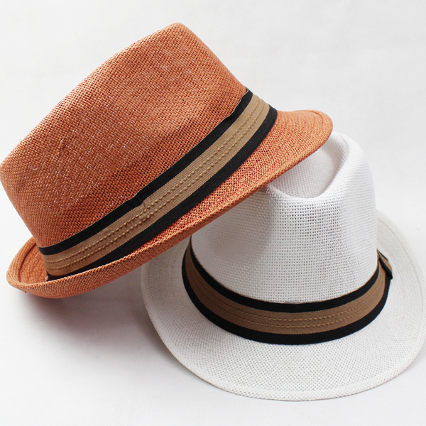 2012 collcction hat mesh breathable straw braid fedoras two-color belt panama strawhat