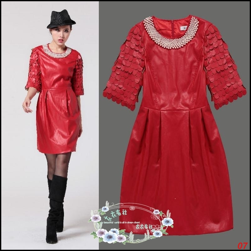 2012 color beading motorcycle PU leather skirt