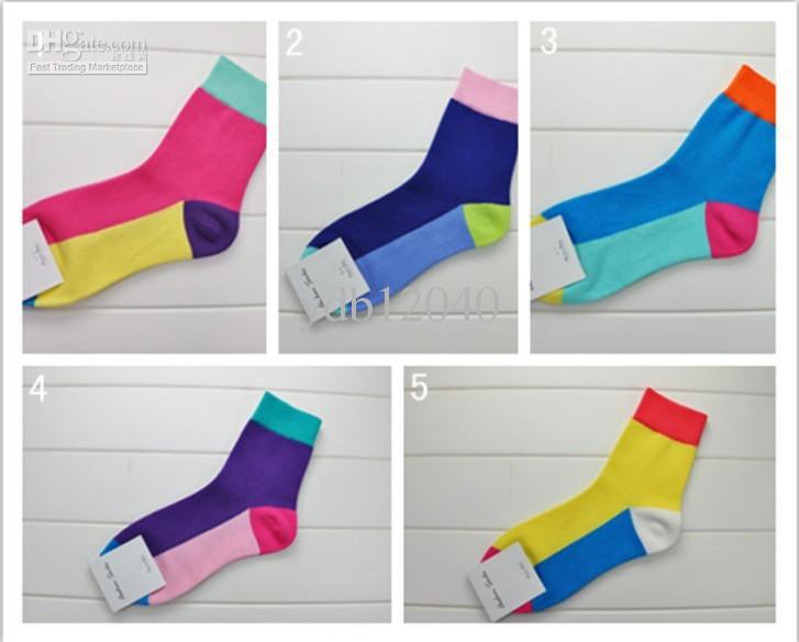 2012 color block decoration fashion socks combed cotton socks s304