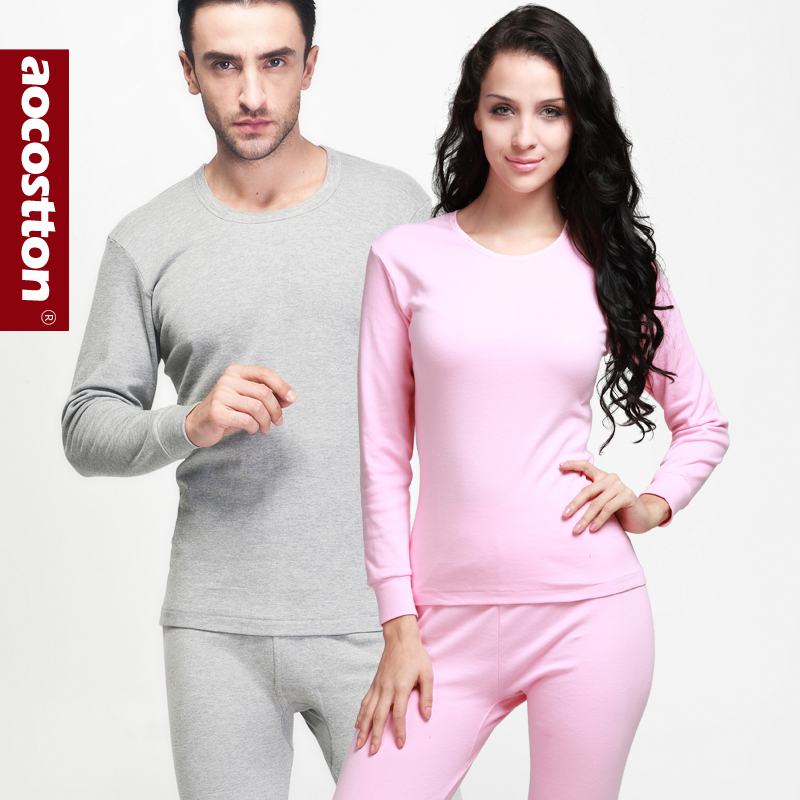 2012 Cotton 100% cotton long johns male Women long-sleeve basic thermal set