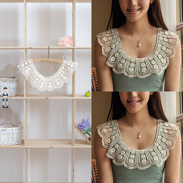 2012 crochet crotch knitted false collar flower vintage small cape shirt all-match sweater