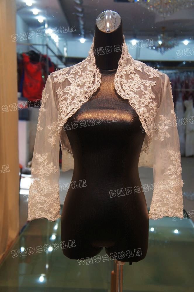 2012 custom-made  New  Lace Bridal jacket  lace Applique Wedding Dresses