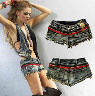 2012 denim vest set sexy female ultra-short single-shorts hole small shorts