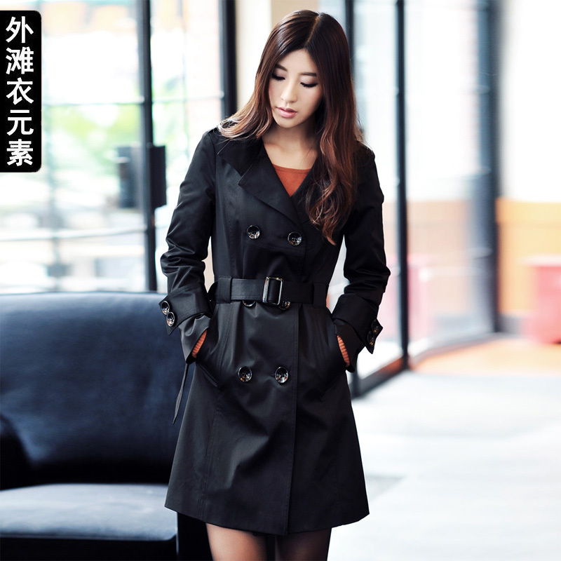 2012 double breasted trench female spring and autumn slim outerwear turn-down collar long-sleeve women's trench 805