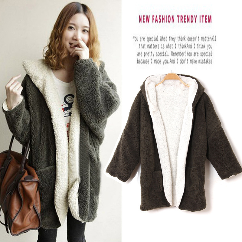 2012 double faced plush thermal medium-long berber fleece outerwear overcoat