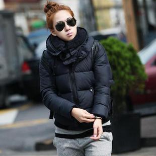 2012 down coat female detachable cap double layer loose thickening down coat female short design
