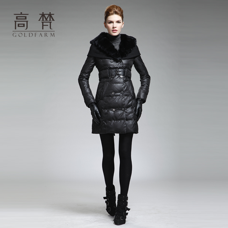 2012 down coat female long design fashion elegant slim large fur collar thermal outerwear