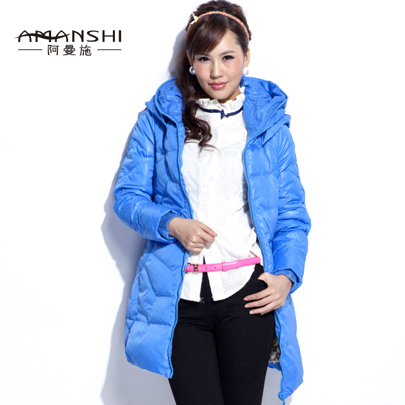 2012 down coat female medium-long formal double layer zipper double cap m12020
