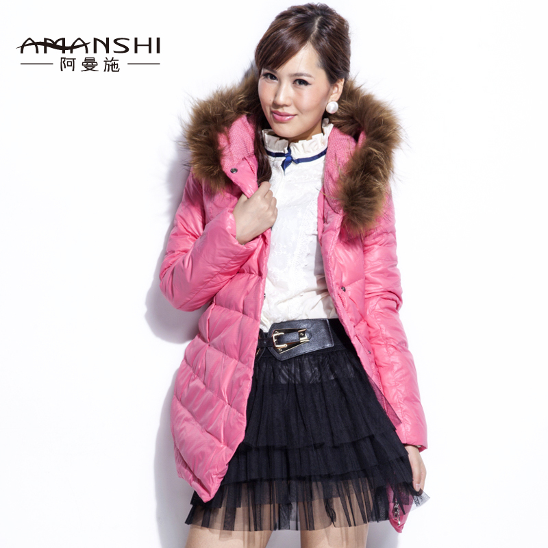 2012 down coat female medium-long hot-selling large fur collar asymmetrical sweep a12005