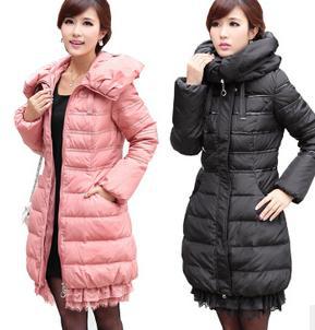 2012 down coat female medium-long the disassemblability lace decoration slim