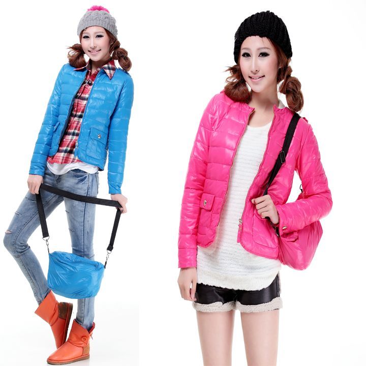 2012 down coat female thin slim short design down coat