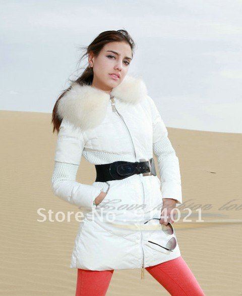 2012 down coat raccoon fur slim thin plus size medium-long down coat female long outerwear,white,dark blue and golden colors