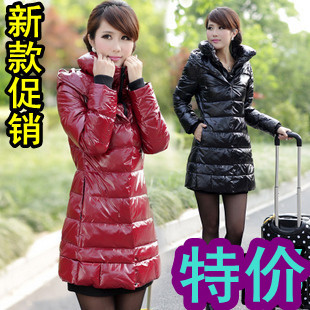 2012 down coat winter shiny long design fashion slim women's