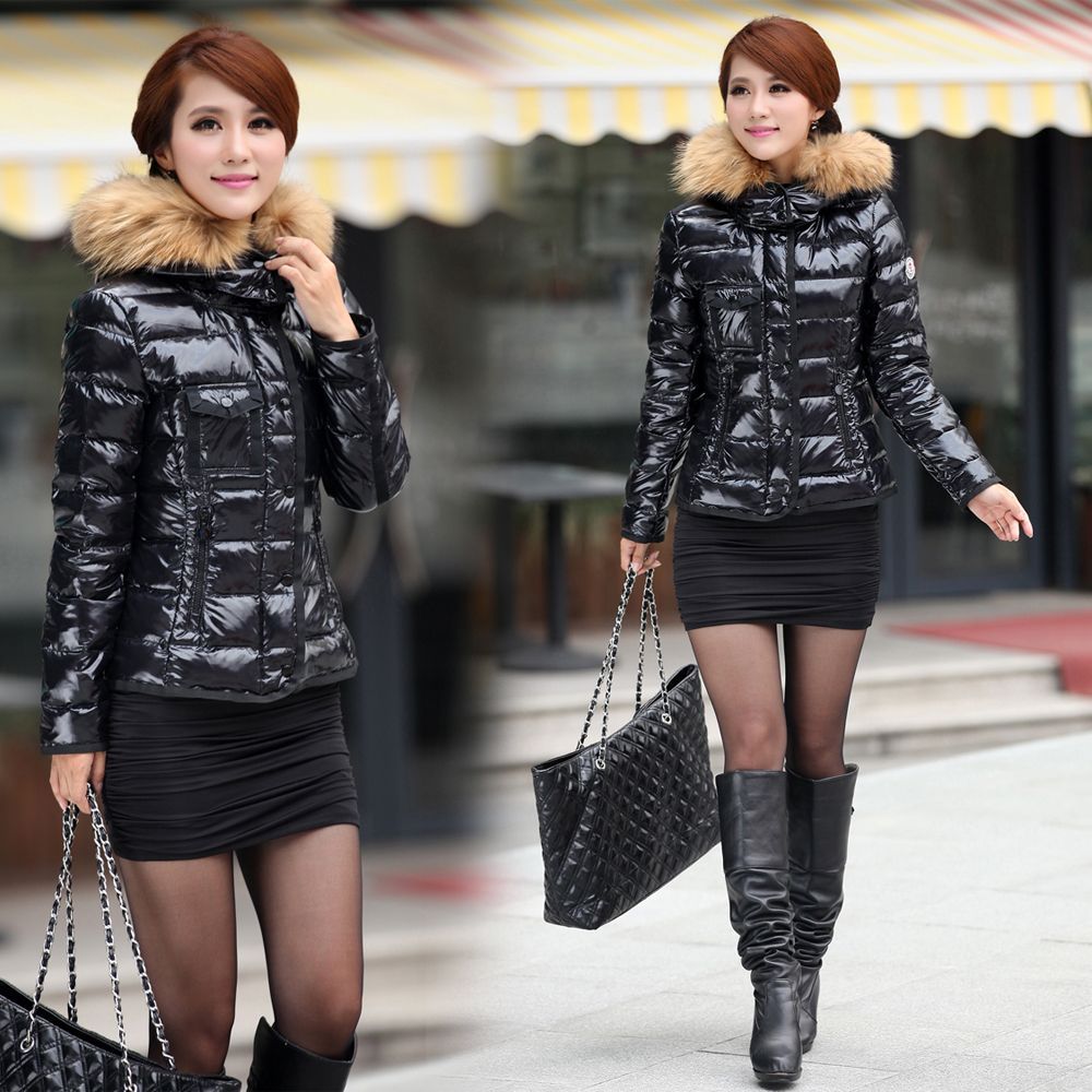 2012 down coat winter shiny short design wool collar Women thickening