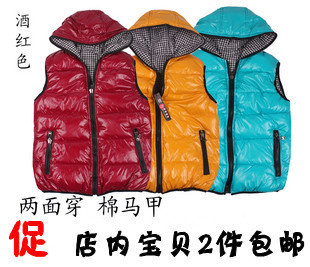 2012 down cotton lovers design vest female with a hood shiny reversible vest