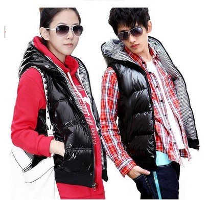 2012 down vest brand down vest winter down vest , Hoodies Ladies coats , with hat down jacket ,Two sides wear