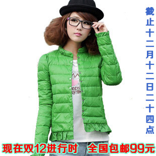 2012 down women's down coat thin smallerone laciness down coat women's wadded jacket short design cotton-padded jacket