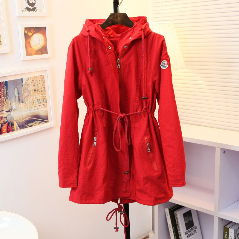 2012 drawstring with a hood medium-long slim tooling casual thin trench outerwear f10-1 7
