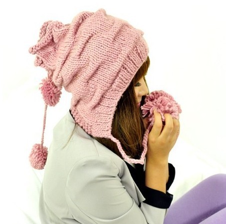 2012 dual yarn ear protector cap muffler scarf wool knitted hat women's cap