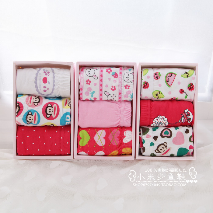 2012 echinochloa frumentacea child female child 100% cotton angle panties comfortable cartoon trigonometric panties