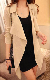 2012 elegant turn-down collar irregular trench outerwear/freeshipping