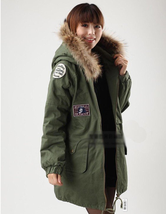 2012 Europe and the United States wind collars badge grow a loose large size cotton-padded military warm women jacket