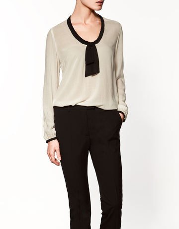 2012 Europe style, unique bowknot round neck design long sleeve ladies shirt